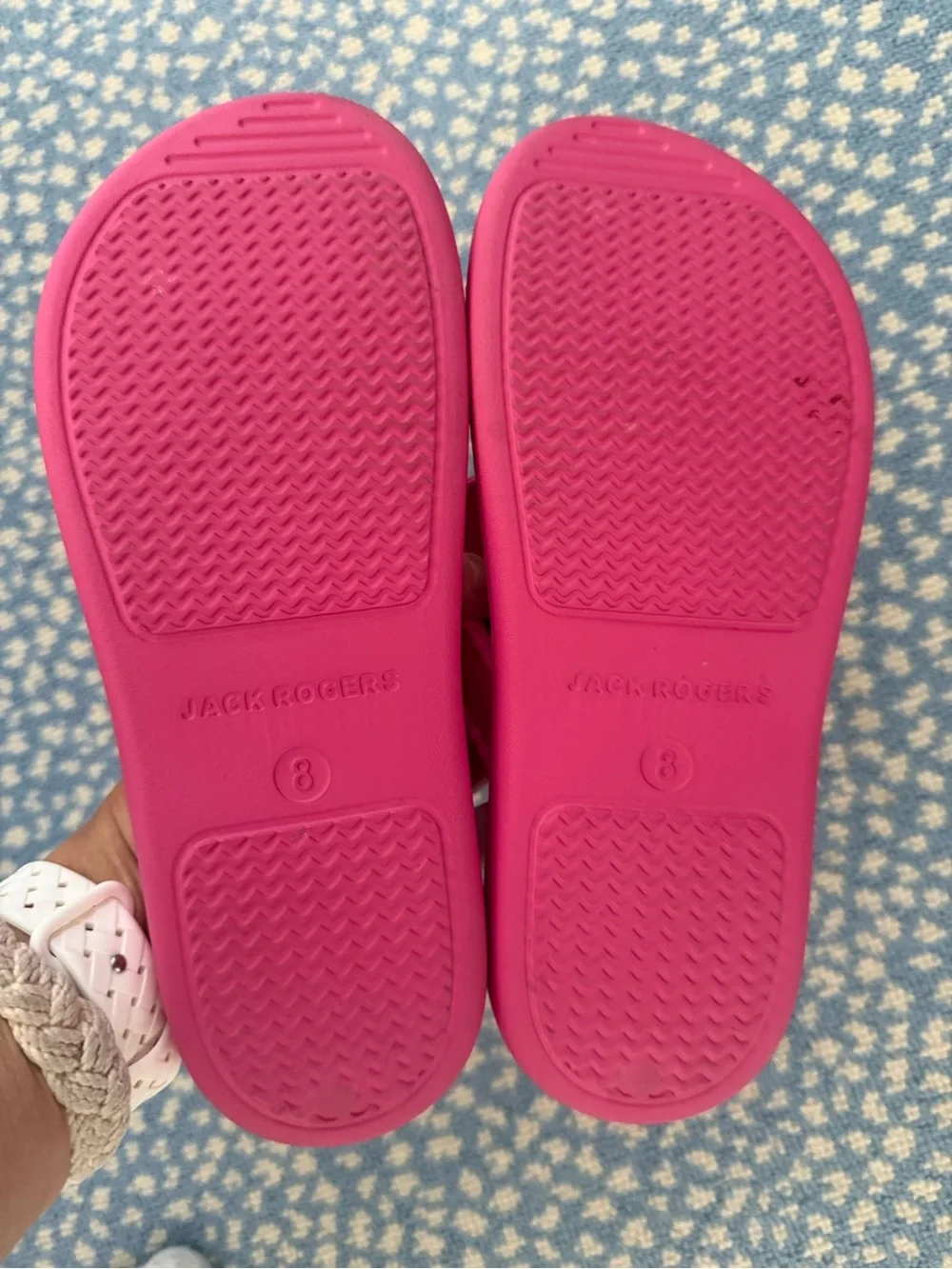 Jack Rogers Hot Pink Jelly Slide Sandals with Signature Medallion